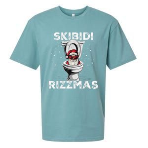 Skib Idi Rizzmas Funny Toilet Santa White Elephant Christmas Sueded Cloud Jersey T-Shirt