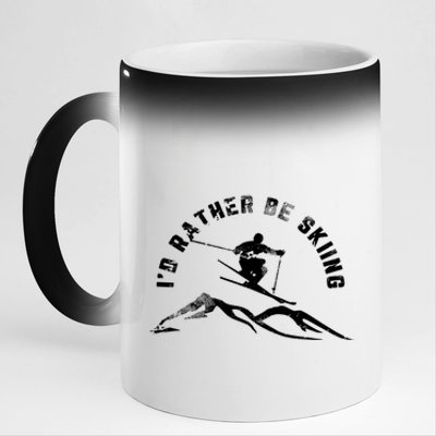 Skier I'd Rather Be Skiing Ski T 11oz Black Color Changing Mug