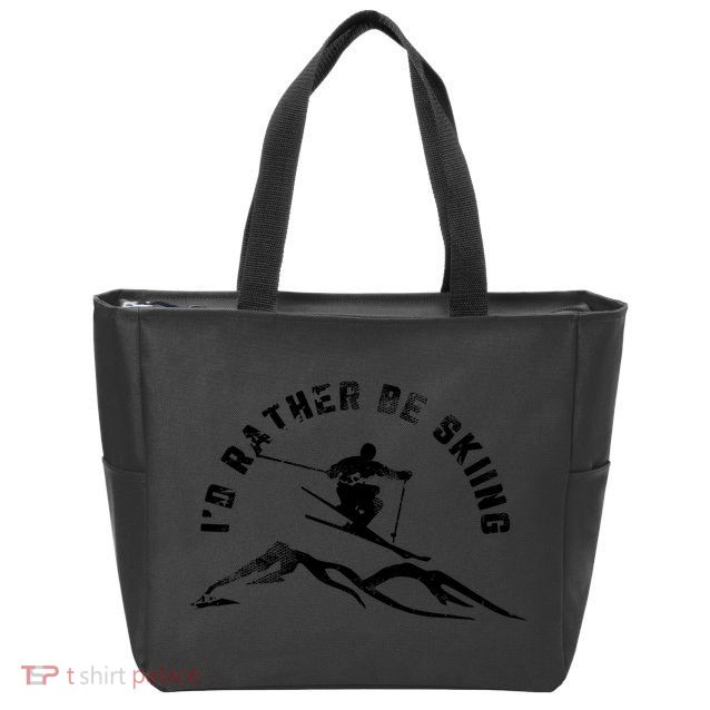 Skier I'd Rather Be Skiing Ski T Zip Tote Bag