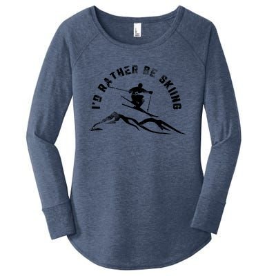 Skier I'd Rather Be Skiing Ski T Women's Perfect Tri Tunic Long Sleeve Shirt