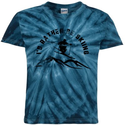 Skier I'd Rather Be Skiing Ski T Kids Tie-Dye T-Shirt