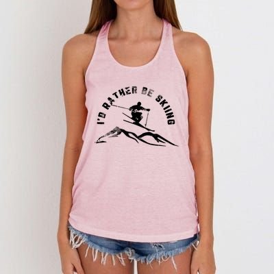 Skier I'd Rather Be Skiing Ski T Women's Knotted Racerback Tank