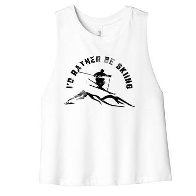 Skier I'd Rather Be Skiing Ski T Women's Racerback Cropped Tank