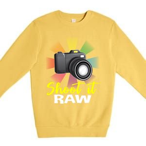 Shoot It Raw Photographer Joke Camera Photographing Funny Gift Premium Crewneck Sweatshirt