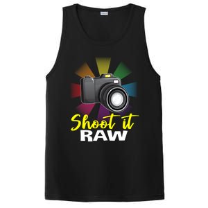 Shoot It Raw Photographer Joke Camera Photographing Funny Gift PosiCharge Competitor Tank