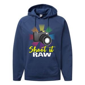 Shoot It Raw Photographer Joke Camera Photographing Funny Gift Performance Fleece Hoodie