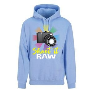 Shoot It Raw Photographer Joke Camera Photographing Funny Gift Unisex Surf Hoodie