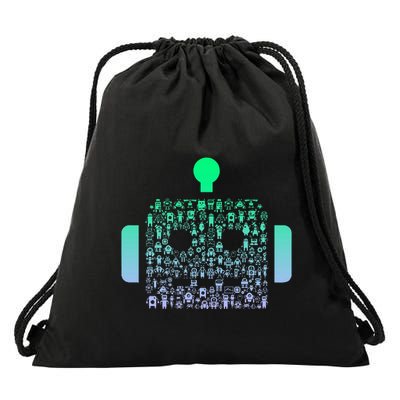 Silhouette Icon Robot Robot Drawstring Bag