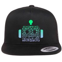 Silhouette Icon Robot Robot Flat Bill Trucker Hat