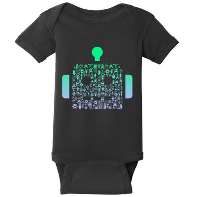 Silhouette Icon Robot Robot Baby Bodysuit