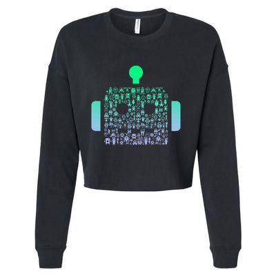 Silhouette Icon Robot Robot Cropped Pullover Crew