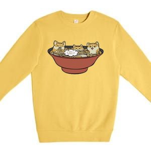 Shiba Inu Ramen Bowl Cute Japanese Kawaii Dog Ramen Lovers Premium Crewneck Sweatshirt