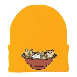 Shiba Inu Ramen Bowl Cute Japanese Kawaii Dog Ramen Lovers Knit Cap Winter Beanie