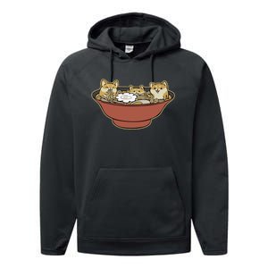 Shiba Inu Ramen Bowl Cute Japanese Kawaii Dog Ramen Lovers Performance Fleece Hoodie