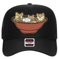 Shiba Inu Ramen Bowl Cute Japanese Kawaii Dog Ramen Lovers High Crown Mesh Back Trucker Hat