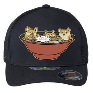 Shiba Inu Ramen Bowl Cute Japanese Kawaii Dog Ramen Lovers Flexfit Unipanel Trucker Cap