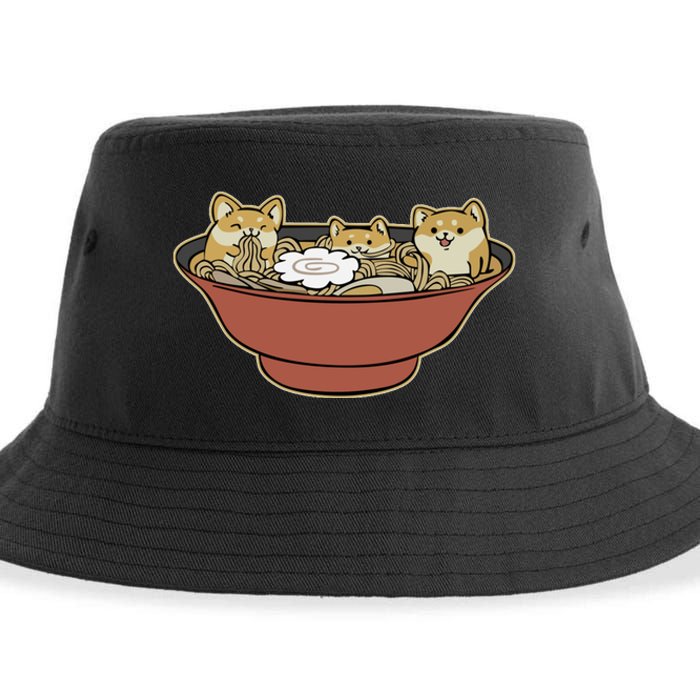 Shiba Inu Ramen Bowl Cute Japanese Kawaii Dog Ramen Lovers Sustainable Bucket Hat