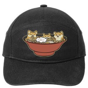 Shiba Inu Ramen Bowl Cute Japanese Kawaii Dog Ramen Lovers 7-Panel Snapback Hat