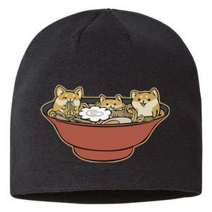 Shiba Inu Ramen Bowl Cute Japanese Kawaii Dog Ramen Lovers Sustainable Beanie