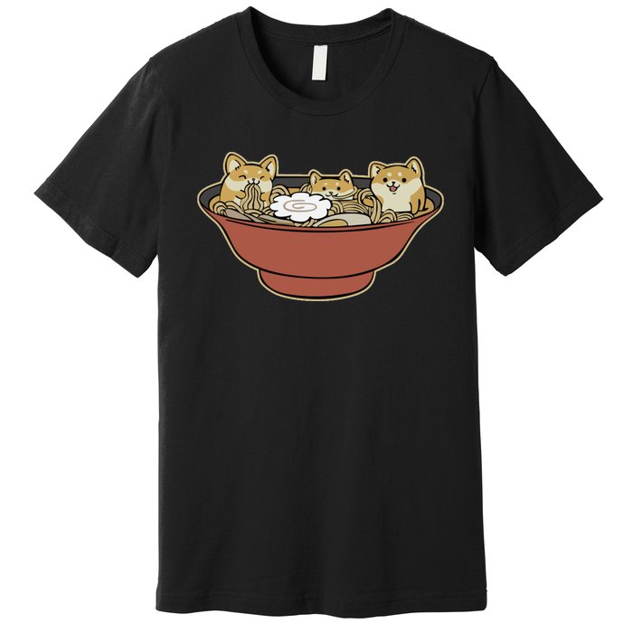 Shiba Inu Ramen Bowl Cute Japanese Kawaii Dog Ramen Lovers Premium T-Shirt