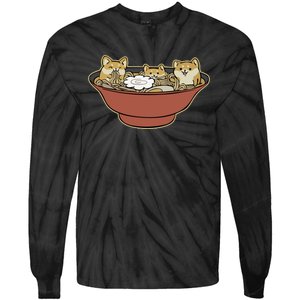 Shiba Inu Ramen Bowl Cute Japanese Kawaii Dog Ramen Lovers Tie-Dye Long Sleeve Shirt