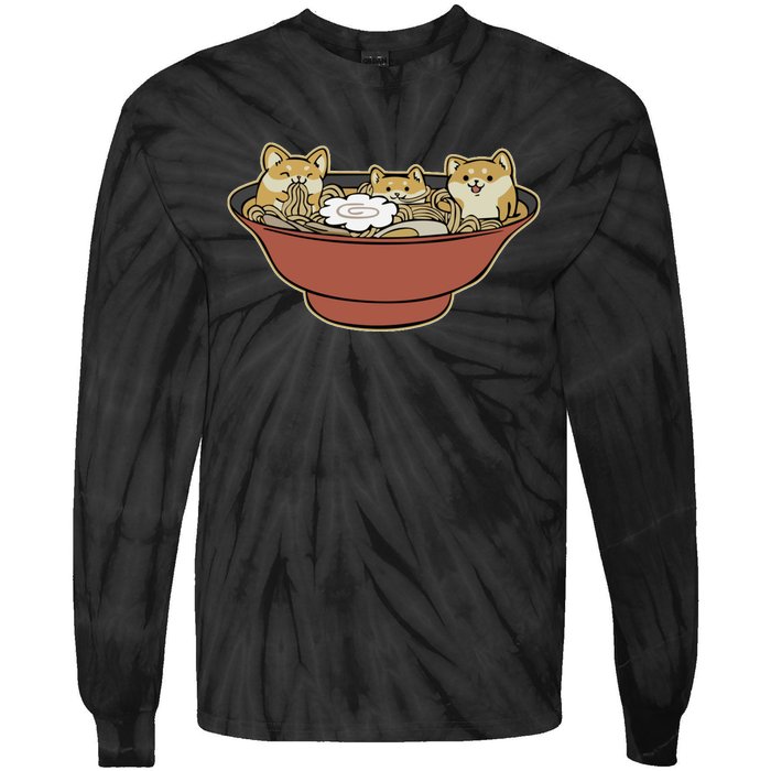 Shiba Inu Ramen Bowl Cute Japanese Kawaii Dog Ramen Lovers Tie-Dye Long Sleeve Shirt