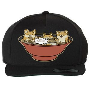 Shiba Inu Ramen Bowl Cute Japanese Kawaii Dog Ramen Lovers Wool Snapback Cap