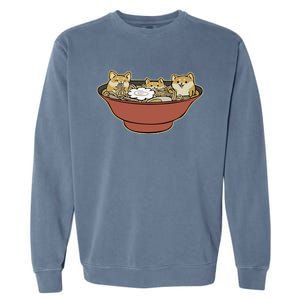 Shiba Inu Ramen Bowl Cute Japanese Kawaii Dog Ramen Lovers Garment-Dyed Sweatshirt