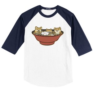 Shiba Inu Ramen Bowl Cute Japanese Kawaii Dog Ramen Lovers Baseball Sleeve Shirt