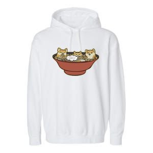 Shiba Inu Ramen Bowl Cute Japanese Kawaii Dog Ramen Lovers Garment-Dyed Fleece Hoodie