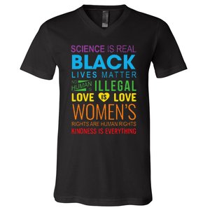 Science Is Real Black Lives Matter Love Is Love Lgbtq Ally V-Neck T-Shirt