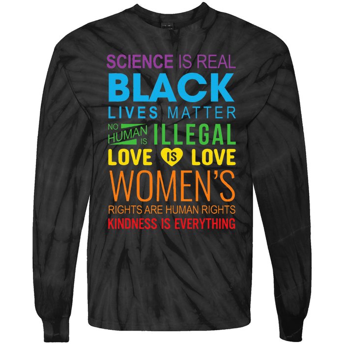 Science Is Real Black Lives Matter Love Is Love Lgbtq Ally Tie-Dye Long Sleeve Shirt