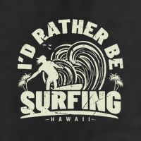 Surfing I'd Rather Be Surfing Hawaii Palm Beach Gift 7 Panel Mesh Trucker Snapback Hat