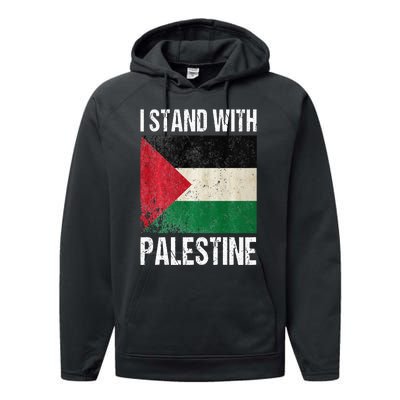 support i stand with palestine free palestine flag arabic Performance Fleece Hoodie