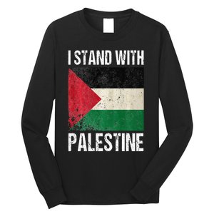 support i stand with palestine free palestine flag arabic Long Sleeve Shirt