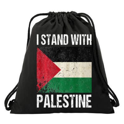 support i stand with palestine free palestine flag arabic Drawstring Bag