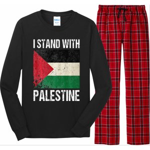 support i stand with palestine free palestine flag arabic Long Sleeve Pajama Set