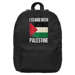 support i stand with palestine free palestine flag arabic 16 in Basic Backpack