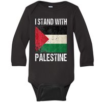 support i stand with palestine free palestine flag arabic Baby Long Sleeve Bodysuit