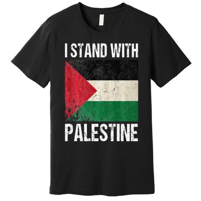 support i stand with palestine free palestine flag arabic Premium T-Shirt