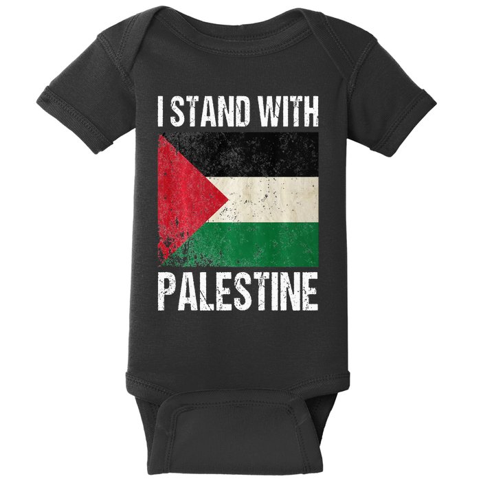 support i stand with palestine free palestine flag arabic Baby Bodysuit