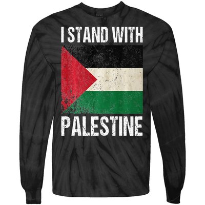 support i stand with palestine free palestine flag arabic Tie-Dye Long Sleeve Shirt