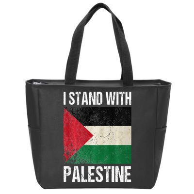 support i stand with palestine free palestine flag arabic Zip Tote Bag