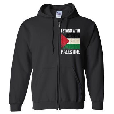 support i stand with palestine free palestine flag arabic Full Zip Hoodie