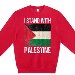 support i stand with palestine free palestine flag arabic Premium Crewneck Sweatshirt