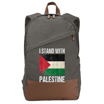 support i stand with palestine free palestine flag arabic Cotton Canvas Backpack