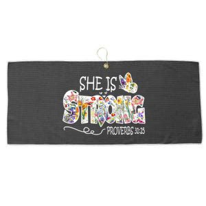 She Is Strong Proverbs 31:25 Bible Verse Large Microfiber Waffle Golf Towel