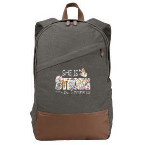 She Is Strong Proverbs 31:25 Bible Verse Cotton Canvas Backpack