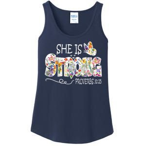 She Is Strong Proverbs 31:25 Bible Verse Ladies Essential Tank