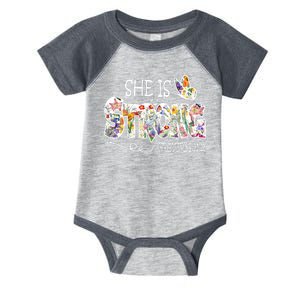 She Is Strong Proverbs 31:25 Bible Verse Infant Baby Jersey Bodysuit